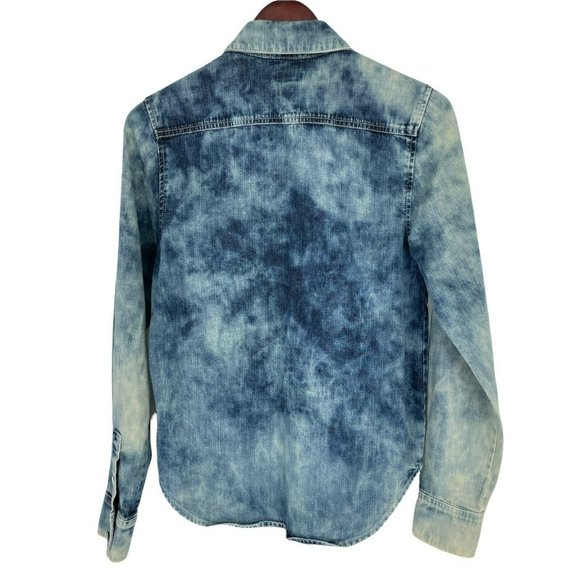 Tommy Button Up Shirt Women's Acid Washed Denim Blue - Picture 2 of 10
